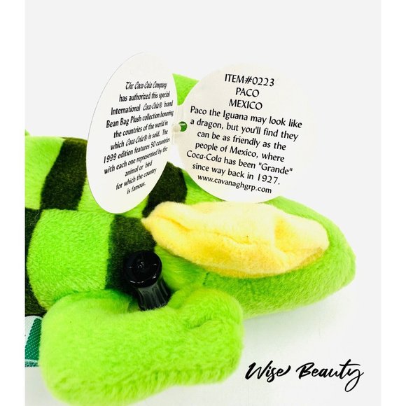 Vintage Coca-Cola I998 Mexico Paco The Iguana Plush Stuffed Bean Bag Animal NWT - Picture 6 of 7